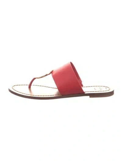 Pre-owned Tory Burch Leather Flip Flops In Red