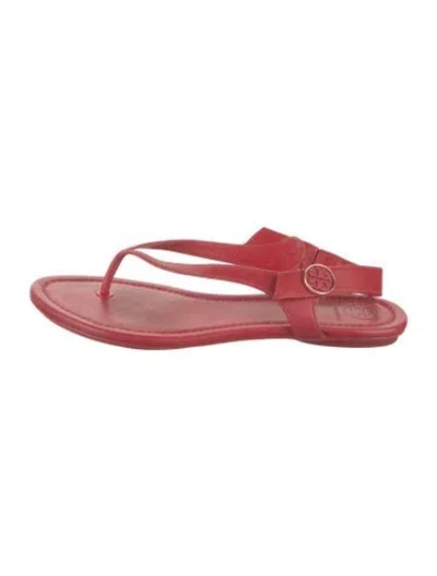 Pre-owned Tory Burch Leather Flip Flops In Red