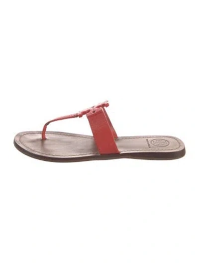 Pre-owned Tory Burch Leather Flip Flops In Red