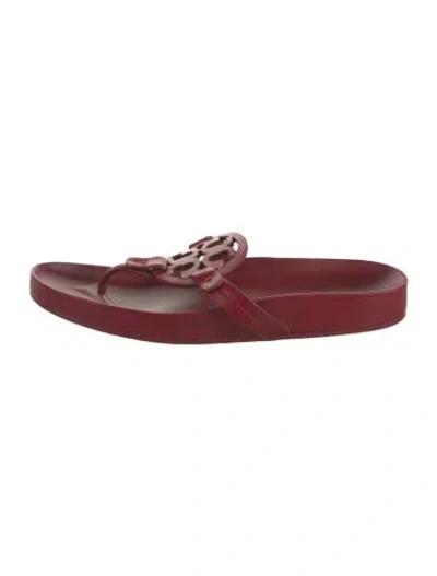 Pre-owned Tory Burch Leather Flip Flops In Red