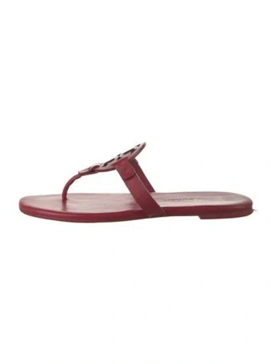 Pre-owned Tory Burch Leather Flip Flops In Red