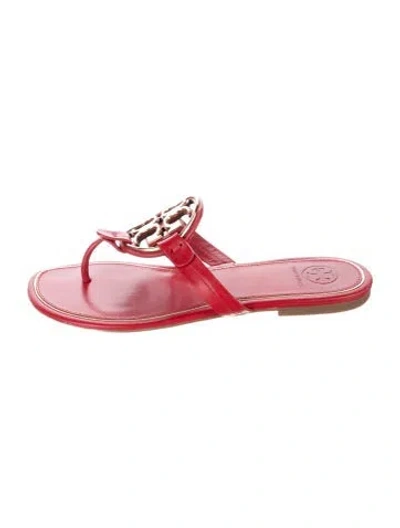 Pre-owned Tory Burch Leather Flip Flops In Red