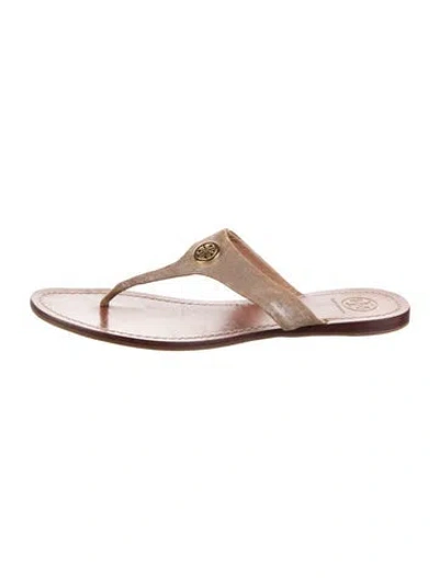 Pre-owned Tory Burch Leather Flip Flops In Transparent