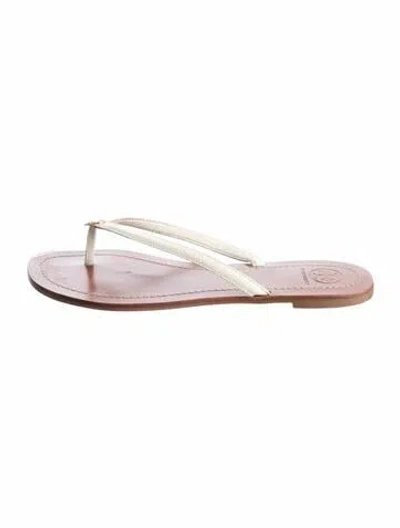 Pre-owned Tory Burch Leather Flip Flops In White