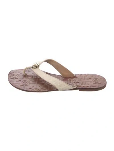 Pre-owned Tory Burch Leather Flip Flops In White