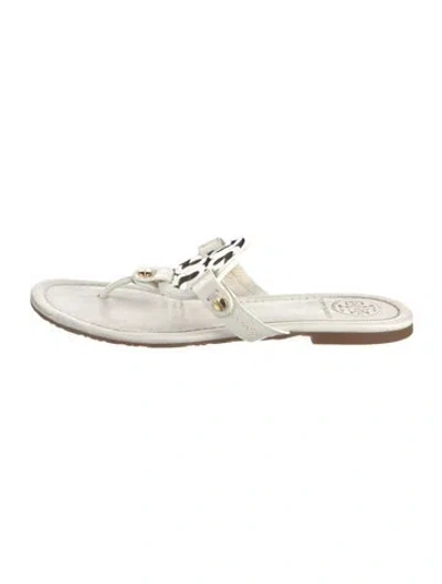 Pre-owned Tory Burch Leather Flip Flops In White