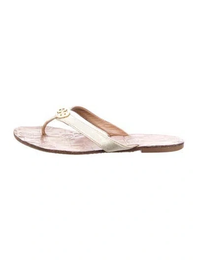 Pre-owned Tory Burch Leather Flip Flops In White