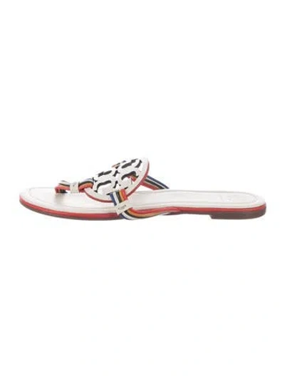 Pre-owned Tory Burch Leather Flip Flops In White
