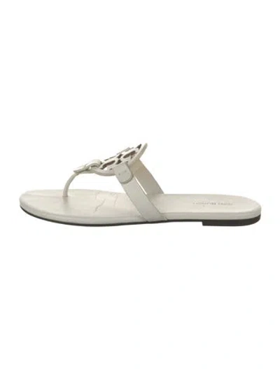 Pre-owned Tory Burch Leather Flip Flops In White