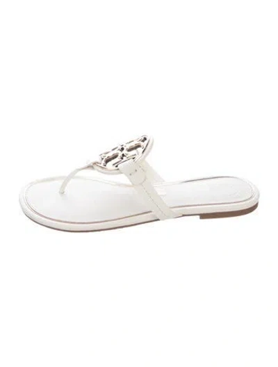 Pre-owned Tory Burch Leather Flip Flops In White