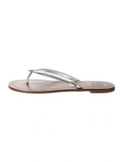 Pre-owned Tory Burch Leather Flip Flops In White