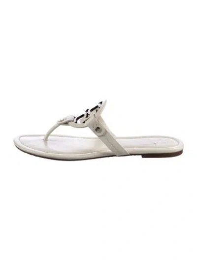 Pre-owned Tory Burch Leather Flip Flops In White