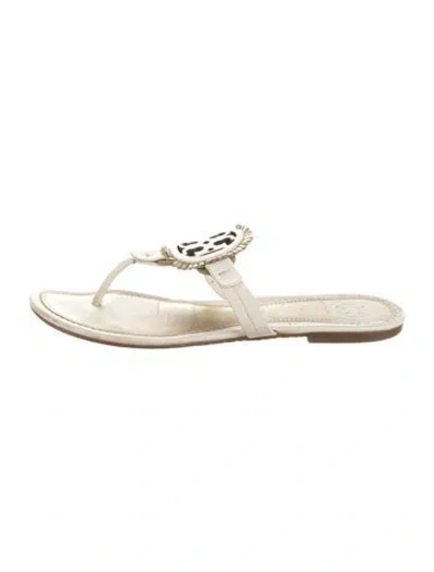 Pre-owned Tory Burch Leather Flip Flops In White
