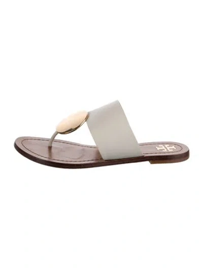 Pre-owned Tory Burch Leather Flip Flops In White