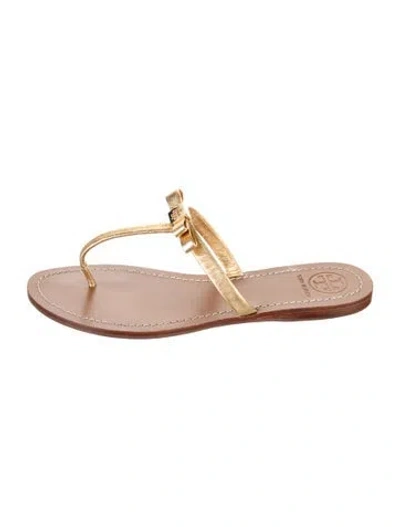 Pre-owned Tory Burch Leather Flip Flops In White