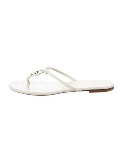 Pre-owned Tory Burch Leather Flip Flops In White