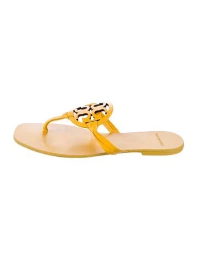 Pre-owned Tory Burch Leather Flip Flops In Yellow