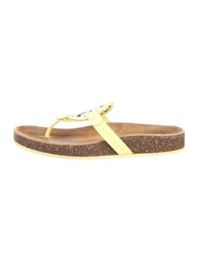Pre-owned Tory Burch Leather Flip Flops In Yellow