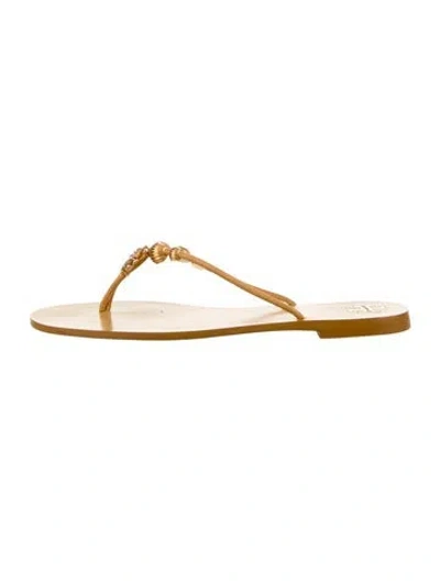 Pre-owned Tory Burch Leather Flip Flops In Yellow