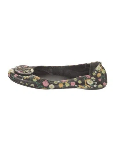Pre-owned Tory Burch Leather Floral Print Flats In Multi