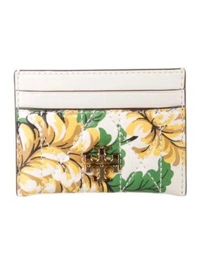 Pre-owned Tory Burch Leather Floral Print Wallet In White