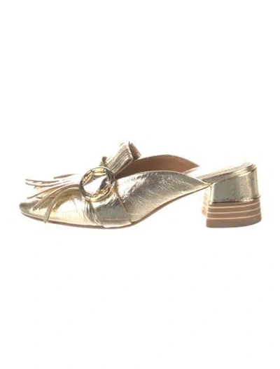 Pre-owned Tory Burch Leather Fringe Trim Accent Mules