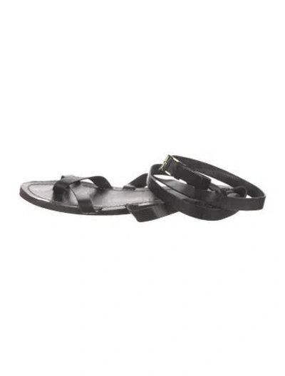 Pre-owned Tory Burch Leather Gladiator Sandals In Black