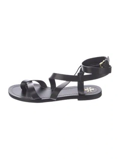 Pre-owned Tory Burch Leather Gladiator Sandals In Black