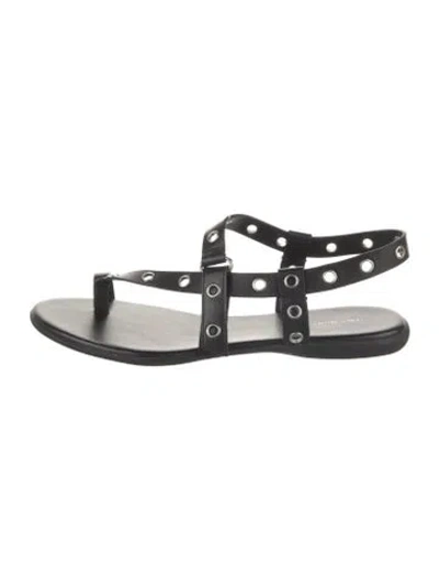Pre-owned Tory Burch Leather Gladiator Sandals In Black