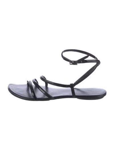 Pre-owned Tory Burch Leather Gladiator Sandals In Black