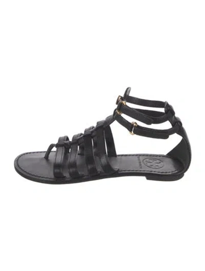 Pre-owned Tory Burch Leather Gladiator Sandals In Black