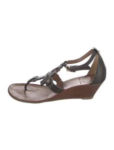 Pre-owned Tory Burch Leather Gladiator Sandals In Blue
