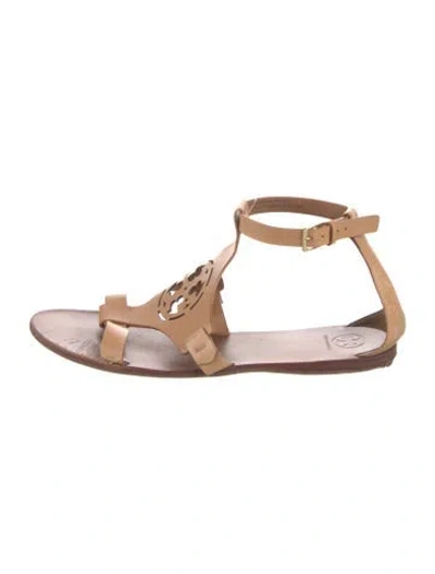 Pre-owned Tory Burch Leather Gladiator Sandals In Brown