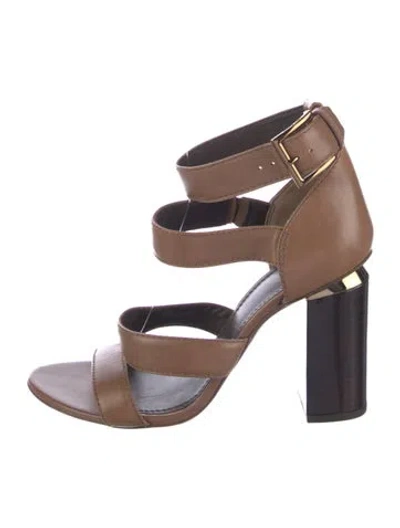 Pre-owned Tory Burch Leather Gladiator Sandals In Brown