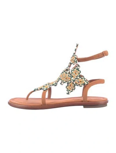 Pre-owned Tory Burch Leather Gladiator Sandals In Brown