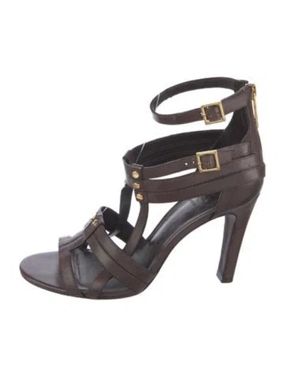 Pre-owned Tory Burch Leather Gladiator Sandals In Brown