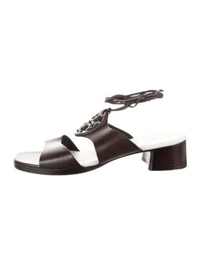 Pre-owned Tory Burch Leather Gladiator Sandals In Brown