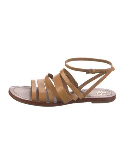 Pre-owned Tory Burch Leather Gladiator Sandals In Brown