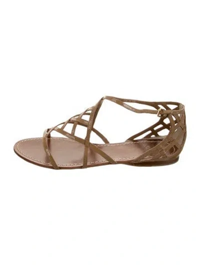 Pre-owned Tory Burch Leather Gladiator Sandals In Brown