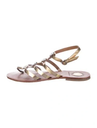 Pre-owned Tory Burch Leather Gladiator Sandals In Brown/gold