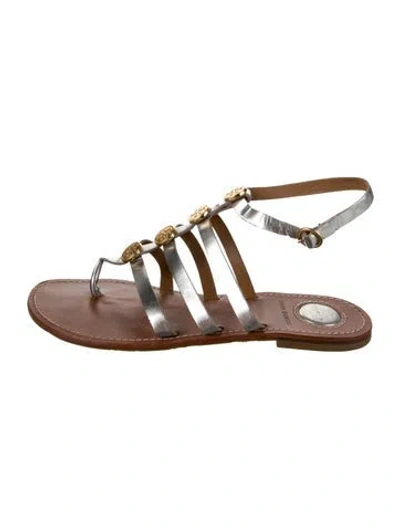 Pre-owned Tory Burch Leather Gladiator Sandals In Gold