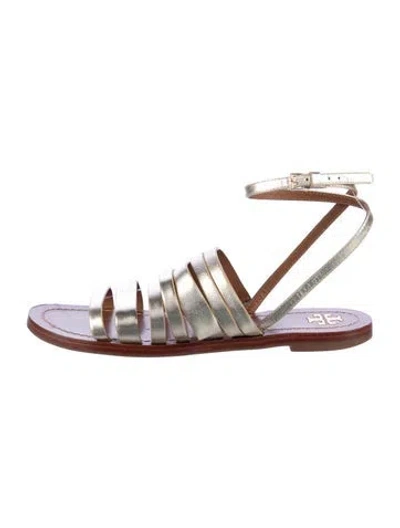 Pre-owned Tory Burch Leather Gladiator Sandals In Gold