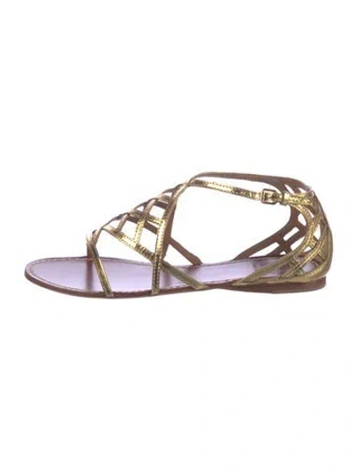 Pre-owned Tory Burch Leather Gladiator Sandals In Gold