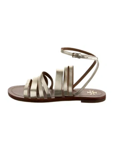 Pre-owned Tory Burch Leather Gladiator Sandals In Gold