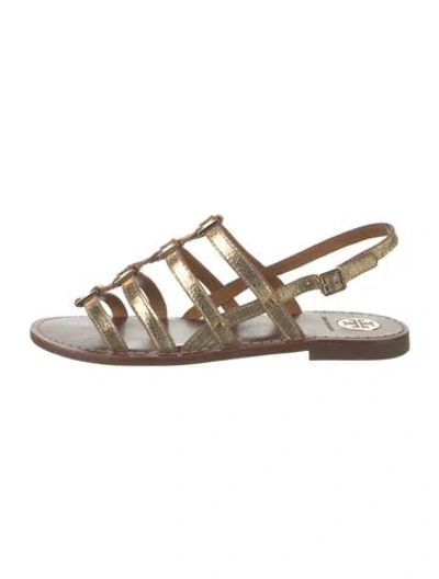 Pre-owned Tory Burch Leather Gladiator Sandals In Gold/metallic