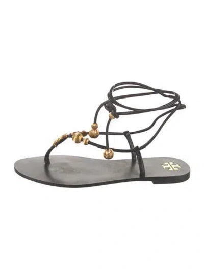 Pre-owned Tory Burch Leather Gladiator Sandals In Gray
