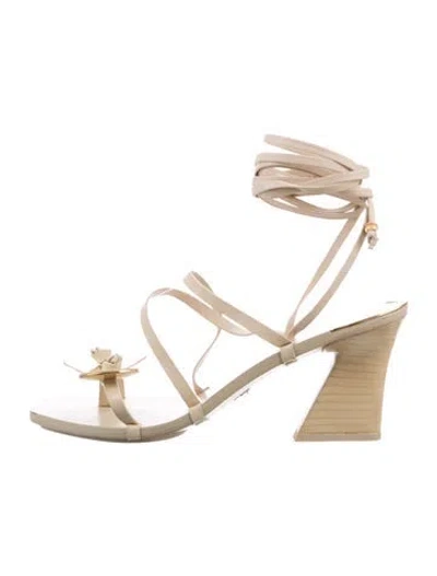 Pre-owned Tory Burch Leather Gladiator Sandals In Neutral