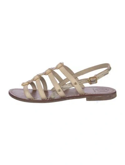 Pre-owned Tory Burch Leather Gladiator Sandals In Neutral