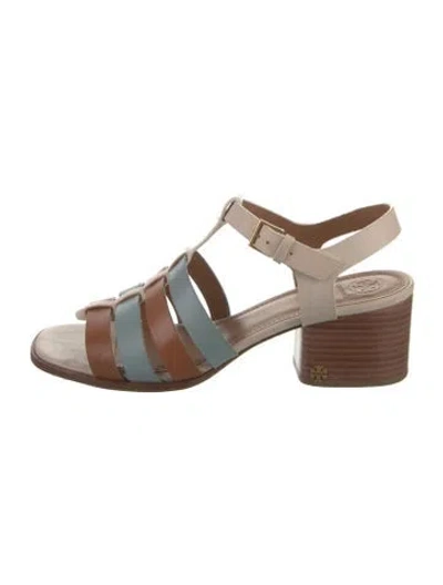 Pre-owned Tory Burch Leather Gladiator Sandals In Neutral