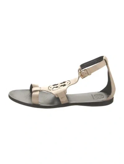 Pre-owned Tory Burch Leather Gladiator Sandals In Neutrals